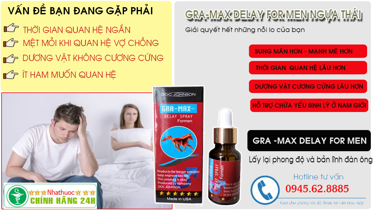 Gra-max-delay for men ngựa thái giúp kéo dài quan hệ cho nam và nữ